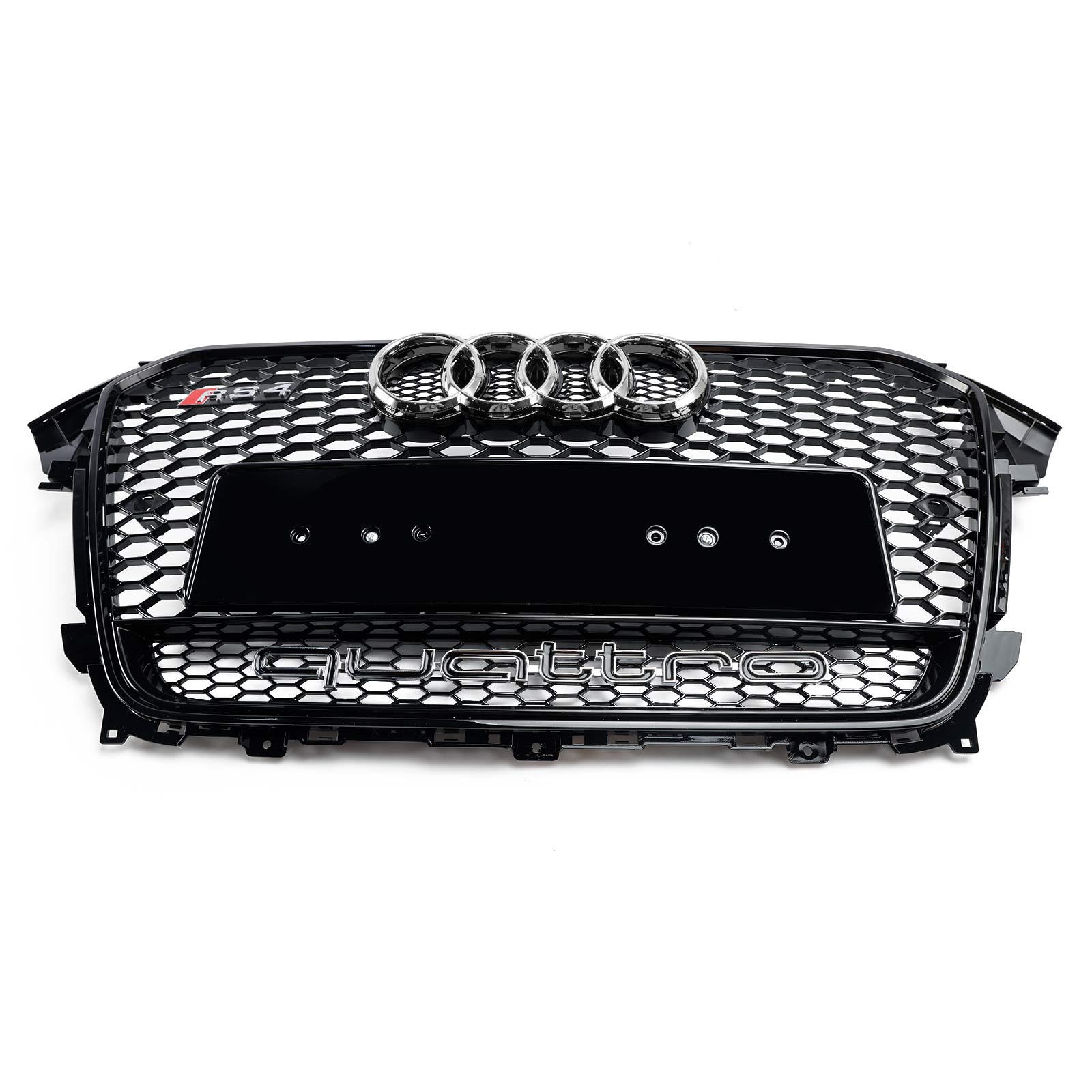 Audi 2013-2016 A4 S4 Parrilla tipo panal Estilo RS4 Rejilla de parachoques delantero de malla Negro brillante