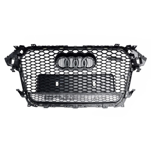 2012-2016 Audi A4/A4 Sline/S4 B8.5 Calandre avant noire en nid d'abeille de style RS avec emblème en anneau argenté