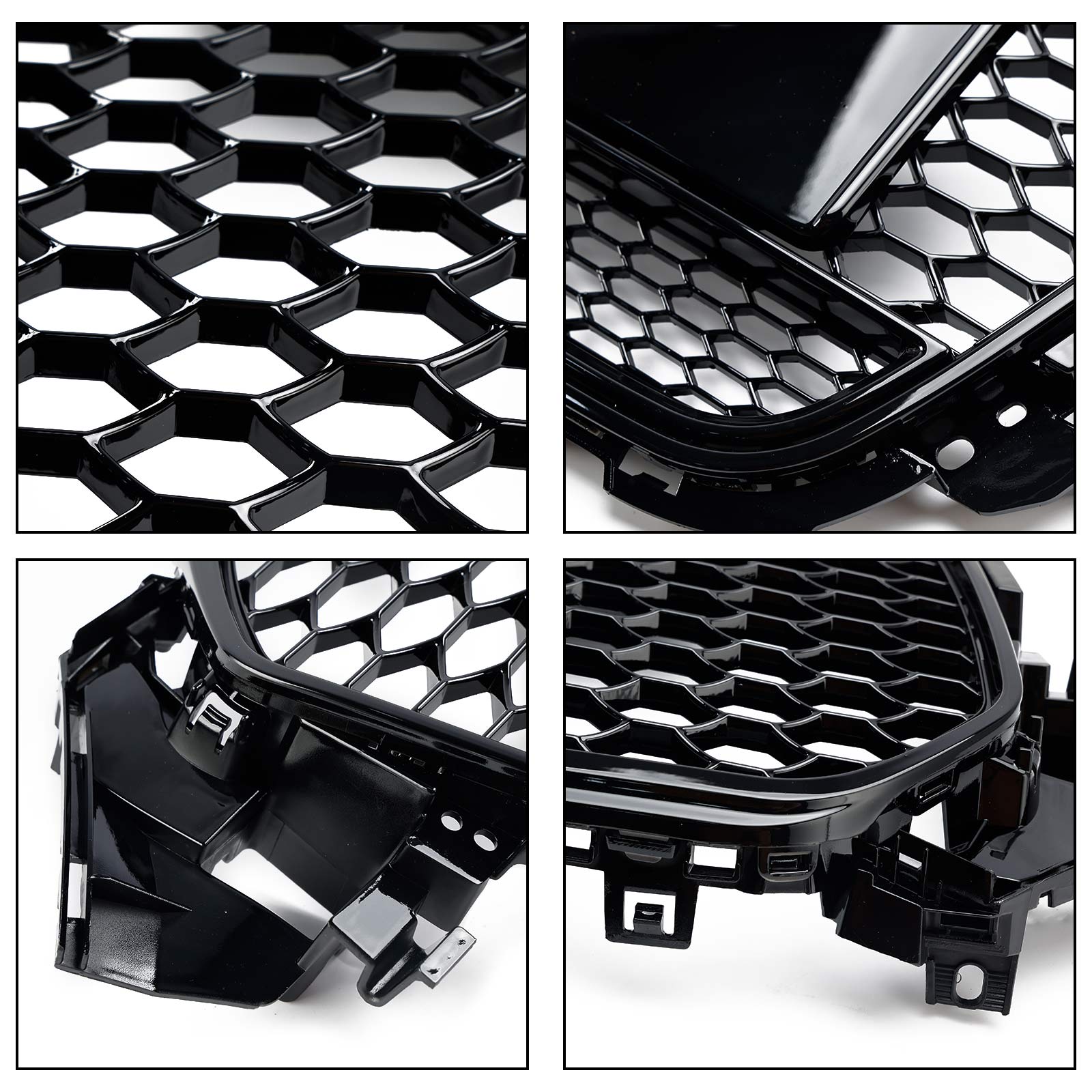 2012-2016 Audi A4 / A4 Sline / S4 B8.5 Front Black Honeycomb RS Style Grille With Silver Ring Emblem