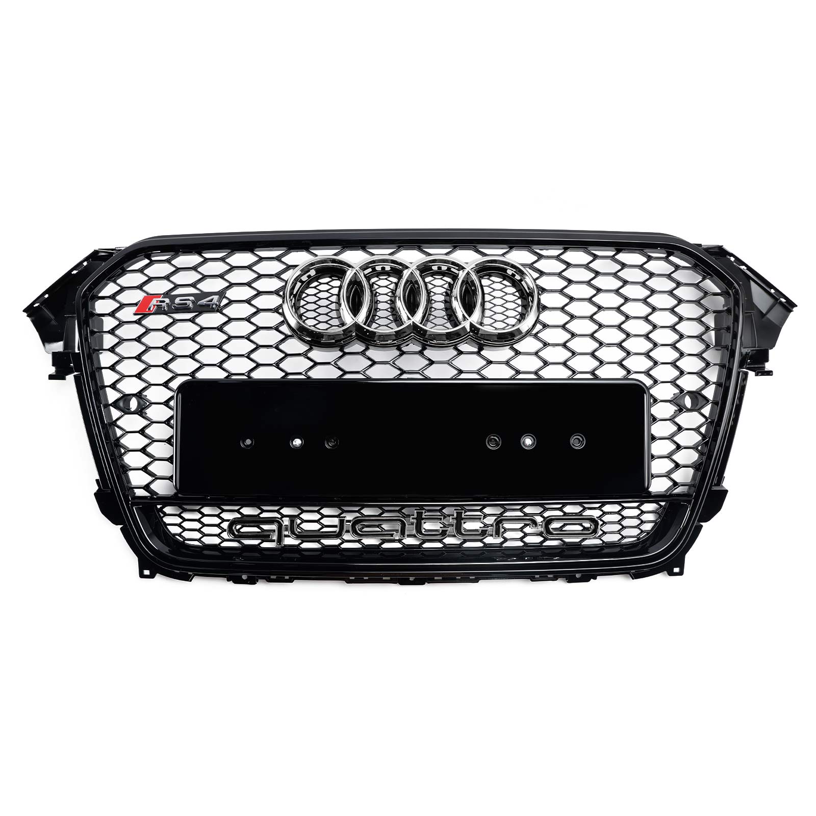 2012-2016 Audi A4 / A4 Sline / S4 B8.5 Front Black Honeycomb RS Style Grille With Silver Ring Emblem