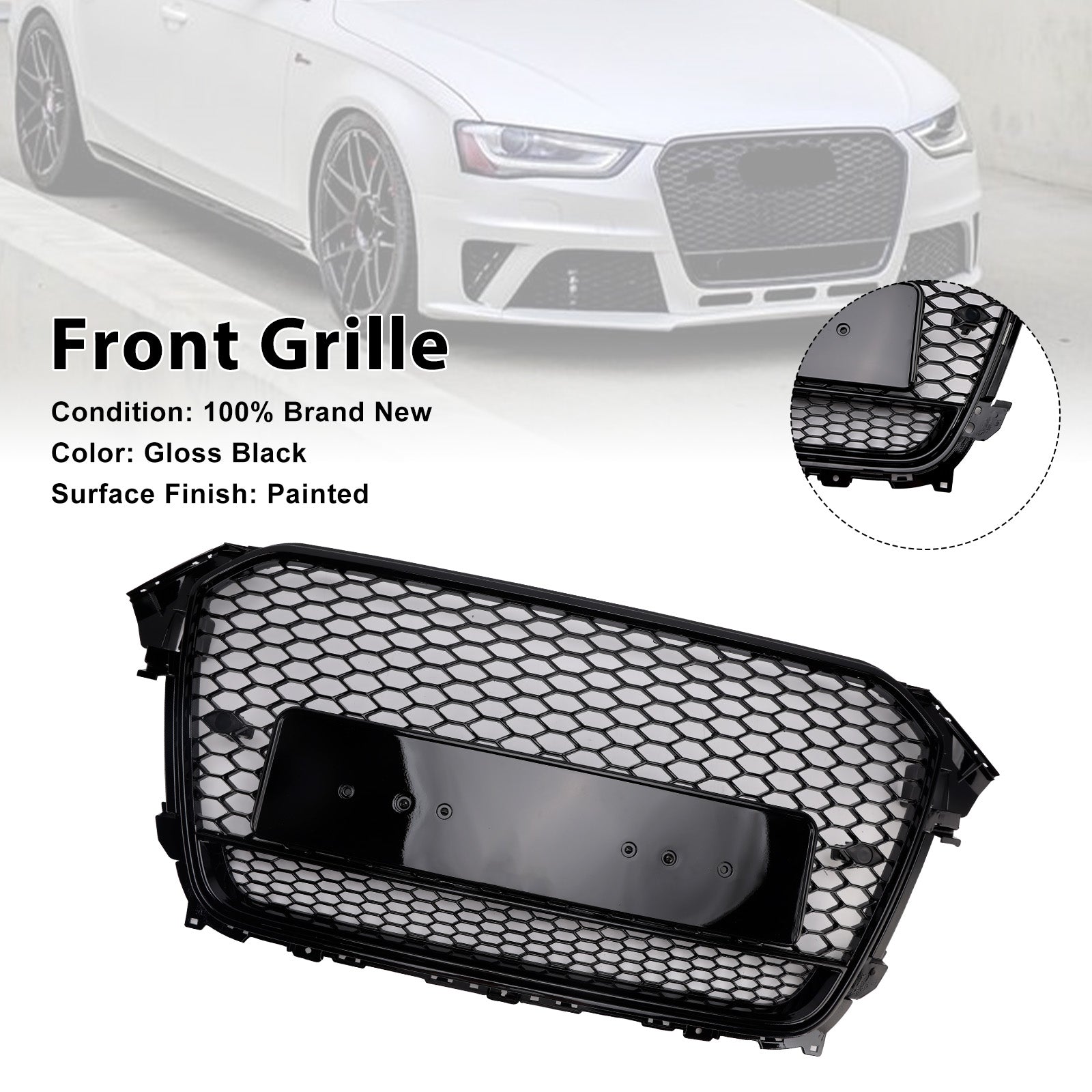 Audi A4/S4 B8.5 2012–2016 mit Quattro RS4-Stil, Ersatz-Frontstoßstangengrill, schwarzer Kühlergrill