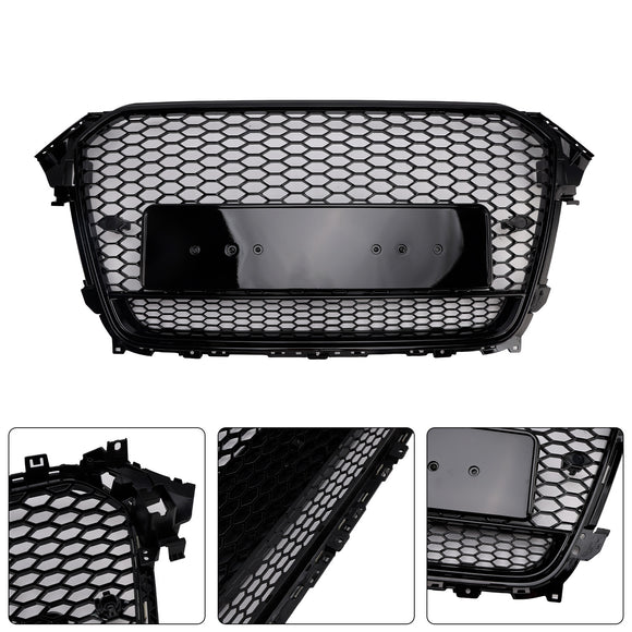 Audi A4/A4 S Line/S4 B8.5 2012 2013 2014 2015 2016 Estilo RS4 Parrilla negra brillante Malla de nido de abeja Parrilla delantera hexagonal deportiva con emblema