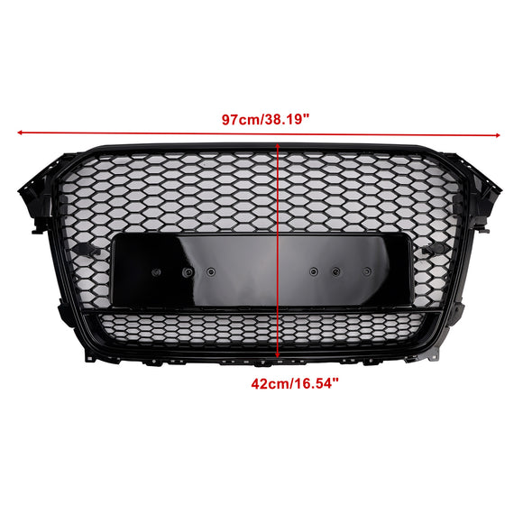 Audi A4/A4 S Line/S4 B8.5 2012 2013 2014 2015 2016 Estilo RS4 Parrilla negra brillante Malla de nido de abeja Parrilla delantera hexagonal deportiva con emblema