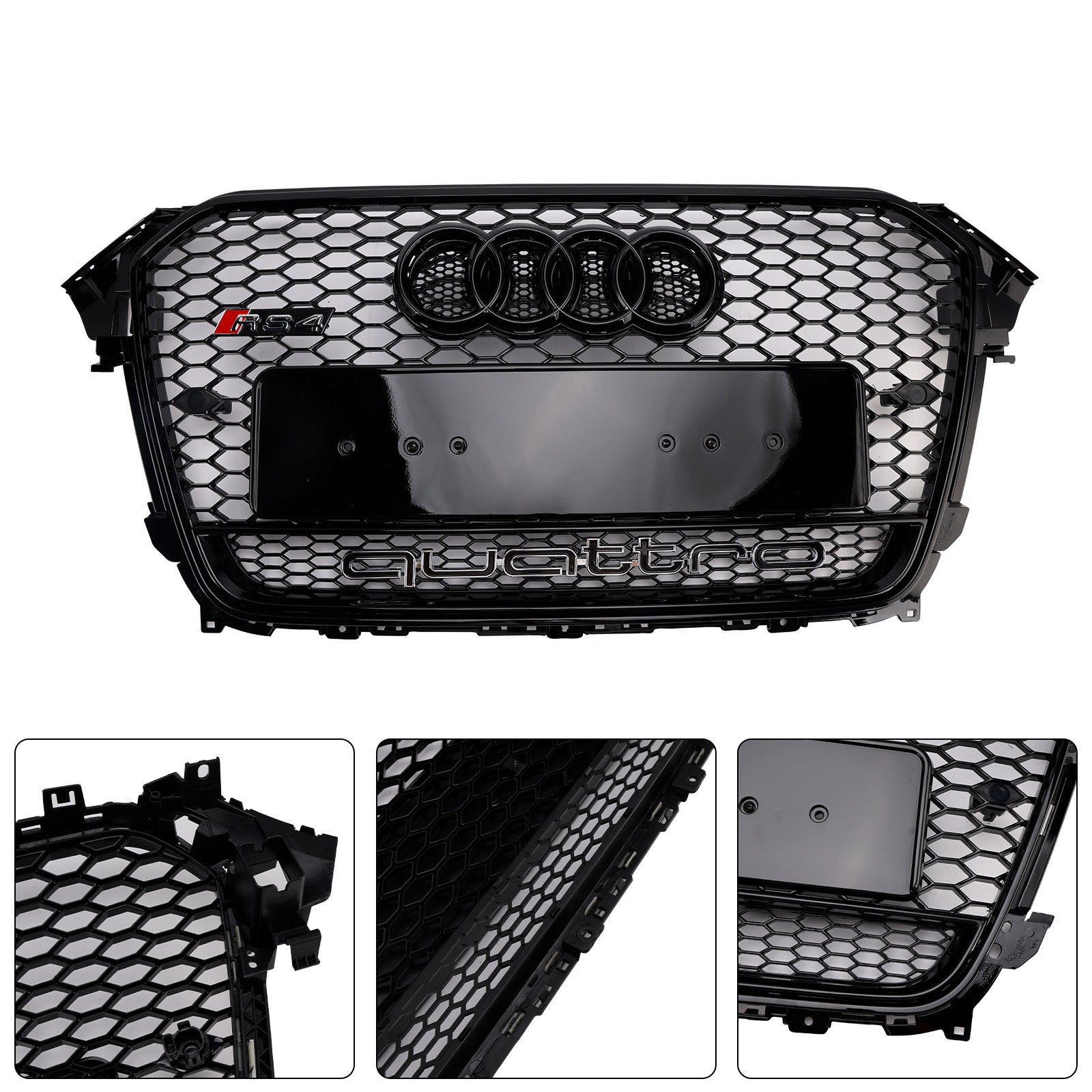 2013-2016  Audi A4 / A4 Sline / S4 RS4 Quattro Style Grill Front Bumper Black Grille W/ Black Emblem