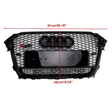 2013-2016 Audi A4/A4 Sline/S4 RS4 Quattro Style Grill Parachoques delantero Parrilla negra con emblema negro - 0