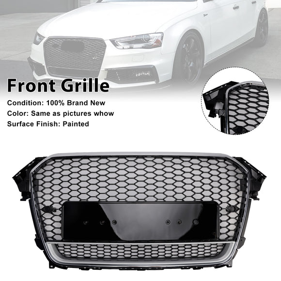RS4 Stijl Voorbumper Grille Chrome Surround Zwarte Grill Fit Audi A4 S4 B8.5 2013-2016 w/Quattro