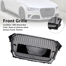 RS4 Stijl Voorbumper Grille Chrome Surround Zwarte Grill Fit Audi A4 S4 B8.5 2013-2016 w/Quattro-4