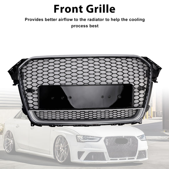 Audi A4 / A4 Sline / S4 2012-2016 Honeycomb RS Style Front Grill Upper Bumper Replacement Black Grille