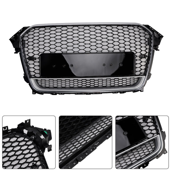 RS4 Stijl Voorbumper Grille Chrome Surround Zwarte Grill Fit Audi A4 S4 B8.5 2013-2016 w/Quattro