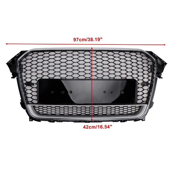 RS4 Stijl Voorbumper Grille Chrome Surround Zwarte Grill Fit Audi A4 S4 B8.5 2013-2016 w/Quattro
