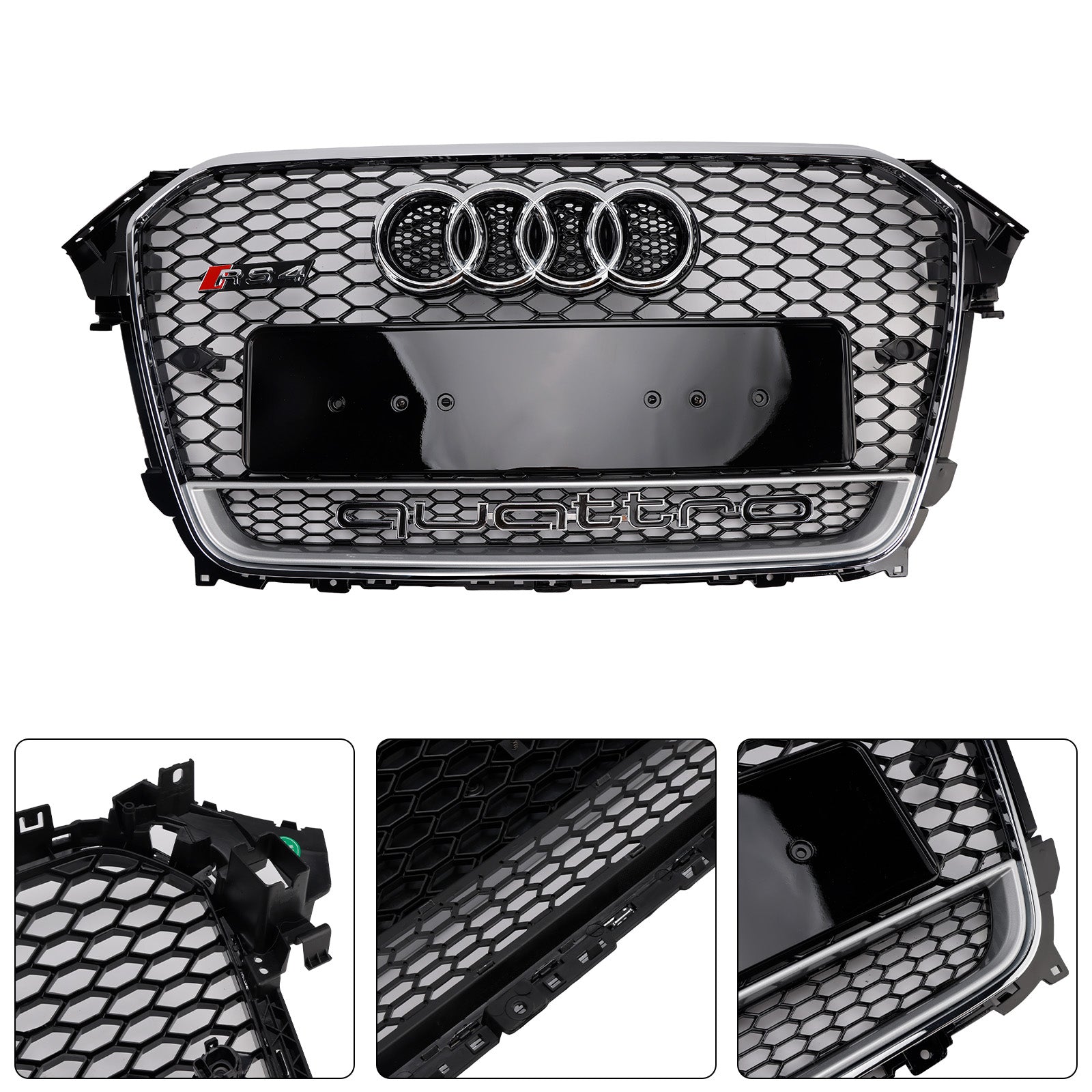 Calandre de pare-chocs avant de Style RS4, contour chromé noir, pour Audi A4 S4 B8.5 2013 – 2016 avec Quattro