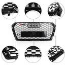 2016-2019 Audi A4 / A4 S-Line / S4 B9 RS4 Style Honeycomb Mesh Grill Front Bumper Gloss Black Grille With Silver Emblem-7