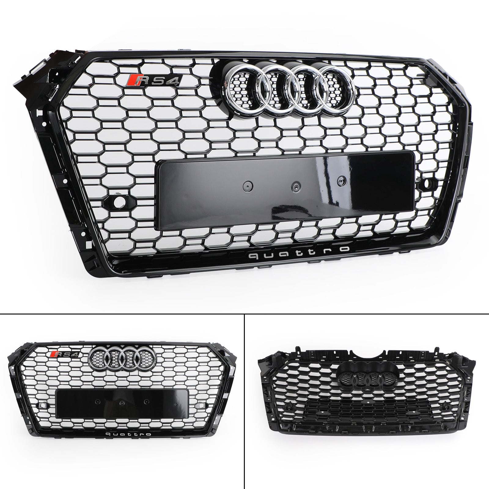 Rejilla de panal de abeja estilo RS4 para Audi A4/S4 B9 2016-2019 Rejilla hexagonal de repuesto de malla negra