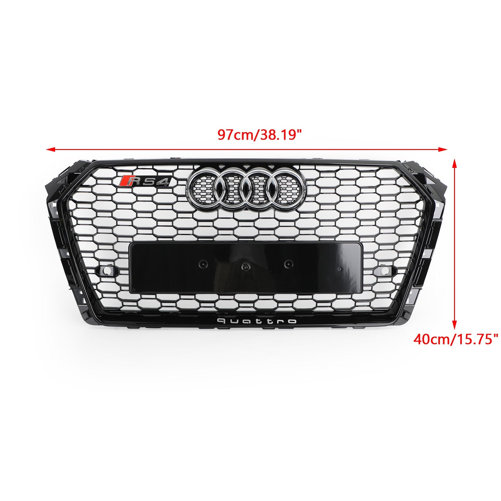 Rejilla de panal de abeja estilo RS4 para Audi A4/S4 2017-2018 Rejilla hexagonal de repuesto de malla negra - 0