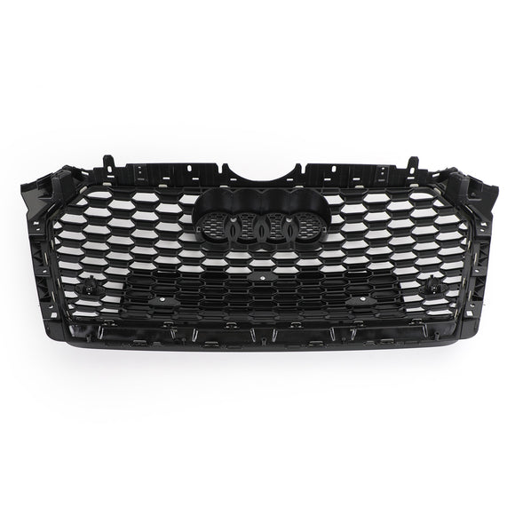 2016-2019 Audi A4 / A4 S-Line / S4 B9 RS4 Style Honeycomb Mesh Grill Front Bumper Gloss Black Grille With Silver Emblem