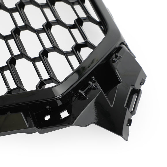 2016-2019 Audi A4 / A4 S-Line / S4 B9 RS4 Style Honeycomb Mesh Grill Front Bumper Gloss Black Grille With Silver Emblem