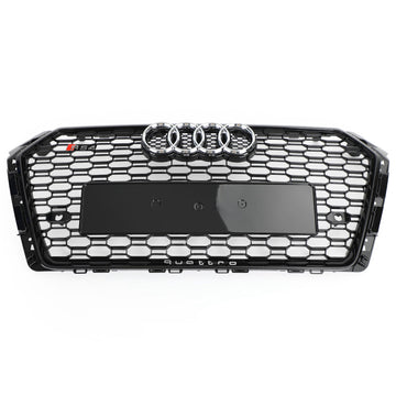 Audi A4/S4 B9 2016-2019 Honeycomb Grill RS4 Style Mesh Hex Grille Replacement Black Grill - 0