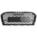 2016-2019 Audi A4 / A4 S-Line / S4 B9 RS4 Style Honeycomb Mesh Grill Front Bumper Gloss Black Grille With Silver Emblem-13