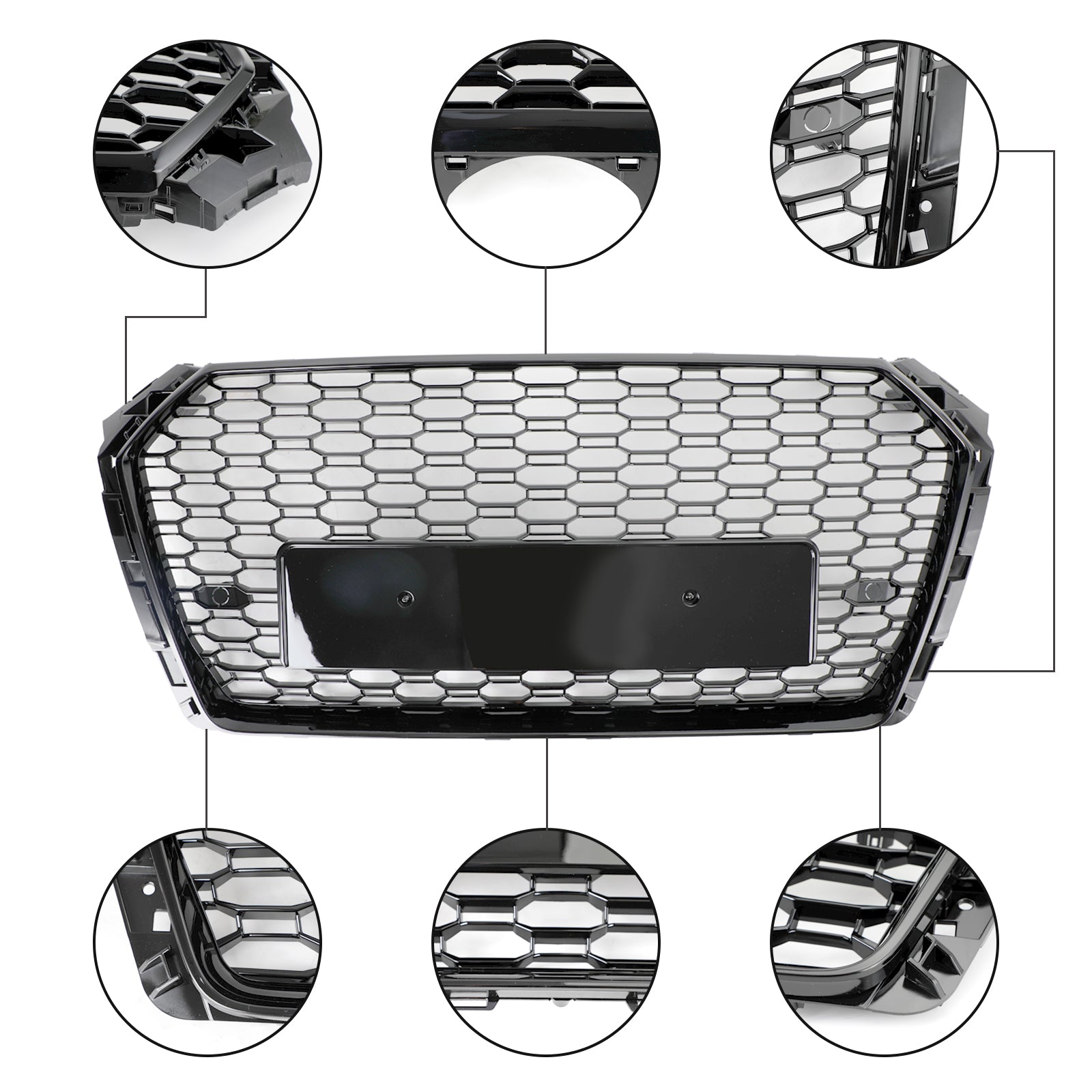 2016-2019 Audi A4/A4 S-LINE/S4 B9 RS4 WHonecomb Mesh Grill Front Stoßstange Gloss Black Kühlergrill