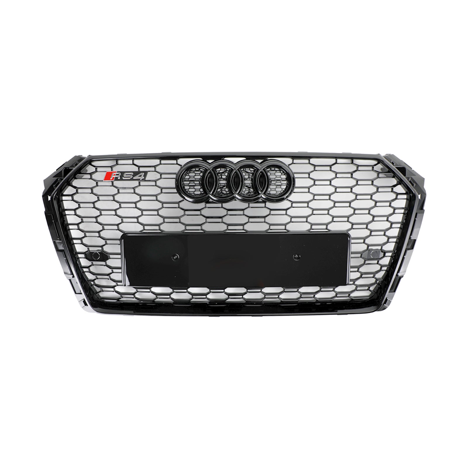 Rejilla de repuesto de malla hexagonal en forma de panal de abeja estilo Audi A4 S4 B9 RS4 2016-2019, color negro brillante