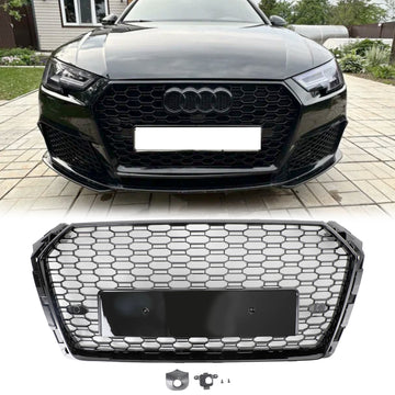 Audi A4 / A4 S-Line / S4 B9 2016 2017 2018 2019 RS4 Style Front Bumper Grill Gloss Black Honeycomb Grille