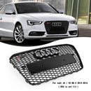 2012-2016 Audi A5 / A5 Sline / S5 B8.5 RS5 Style Honeycomb Front Bumper Grille With Silver Ring Emblem-4