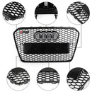 2012-2016 Audi A5 / A5 Sline / S5 B8.5 RS5 Style Honeycomb Front Bumper Grille With Silver Ring Emblem-6