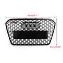 2012-2016 Audi A5 / A5 Sline / S5 B8.5 RS5 Style Honeycomb Front Bumper Grille With Silver Ring Emblem-3