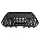 2012-2016 Audi A5 / A5 Sline / S5 B8.5 RS5 Style Honeycomb Front Bumper Grille With Silver Ring Emblem-12