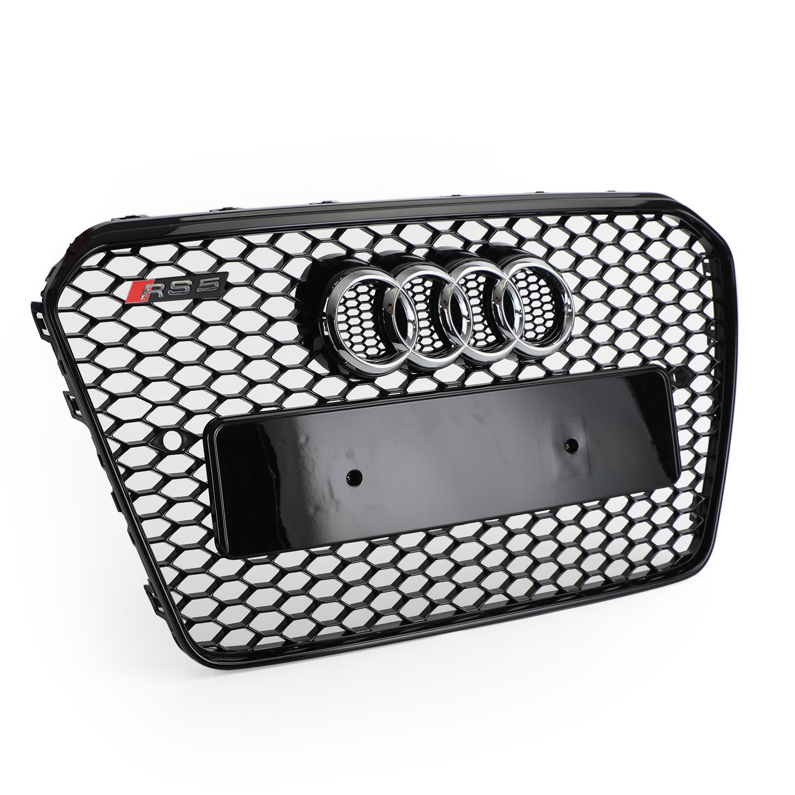 Audi A5 / A5 Sline / S5 B8.5 2012 2013 2014 2015 2016 Honeycomb Hex RS5 Style Grille Glossy Black Front Grille W/ Emblem