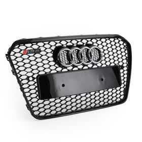 Audi 2012-2016 A5 S5 B8.5 Reemplazo de parrilla RS5 Estilo Honeycomb Hex Mesh Parachoques delantero Parrilla negra - 0