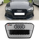 2012-2016 Audi A5 / A5 Sline / S5 B8.5 RS5 Style Honeycomb Front Bumper Grille With Silver Ring Emblem-1