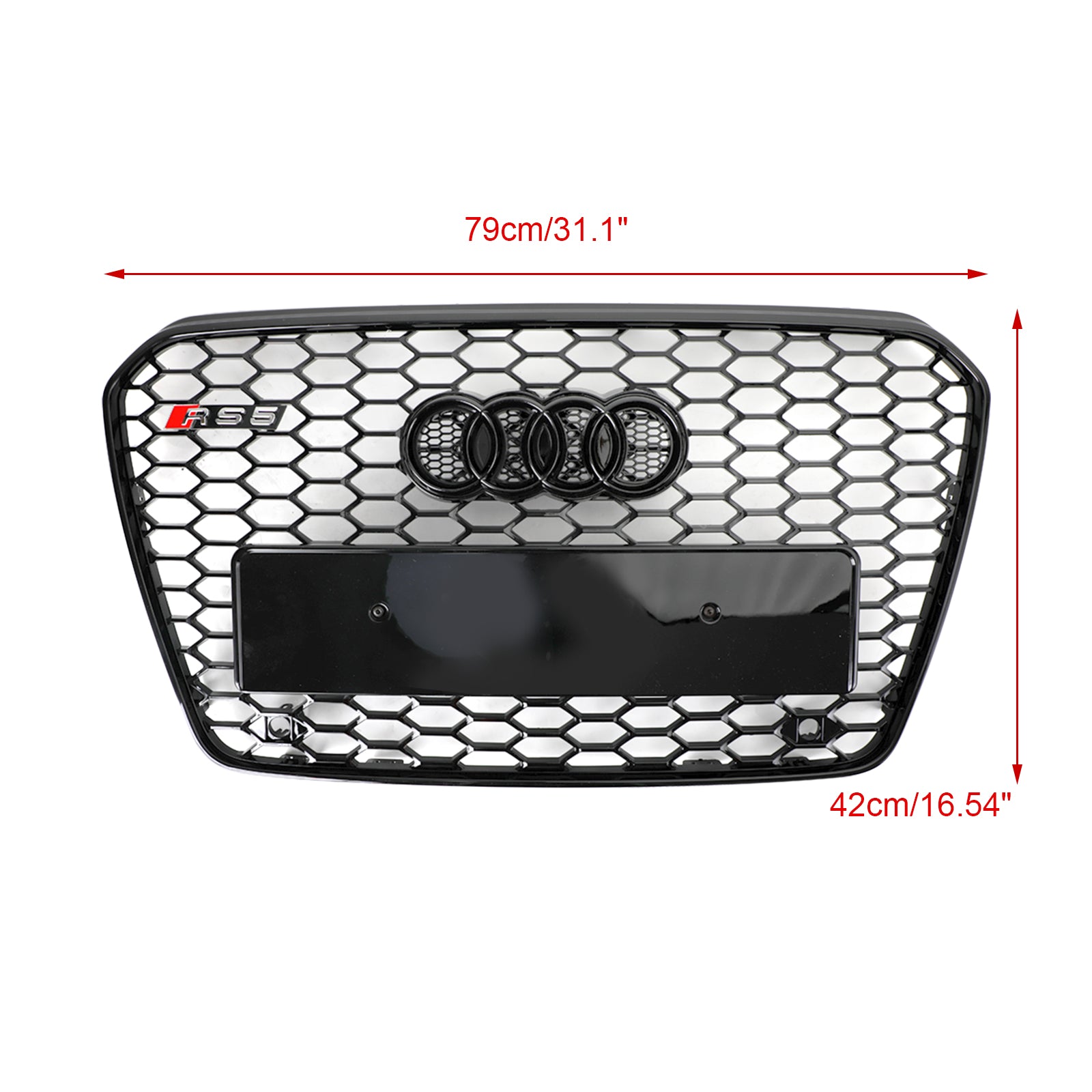 Audi 2012-2016 A5 S5 B8.5 Grill Replacement RS5 Style Honeycomb Hex Mesh Front Bumper Black Grille