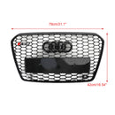 Audi A5 / A5 Sline / S5 B8.5 Honeycomb Mesh Grill 2012-2016 Glossy Black RS5 Style Grille With Black Ring Emblem-3