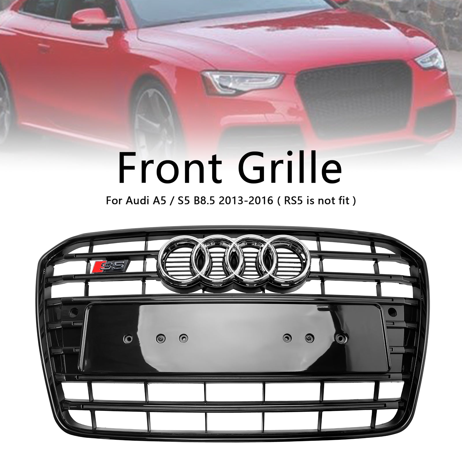 Grille de pare-chocs avant de style Audi A5 / S5 B8.5 2012-2016 S5 Grille de remplacement noire