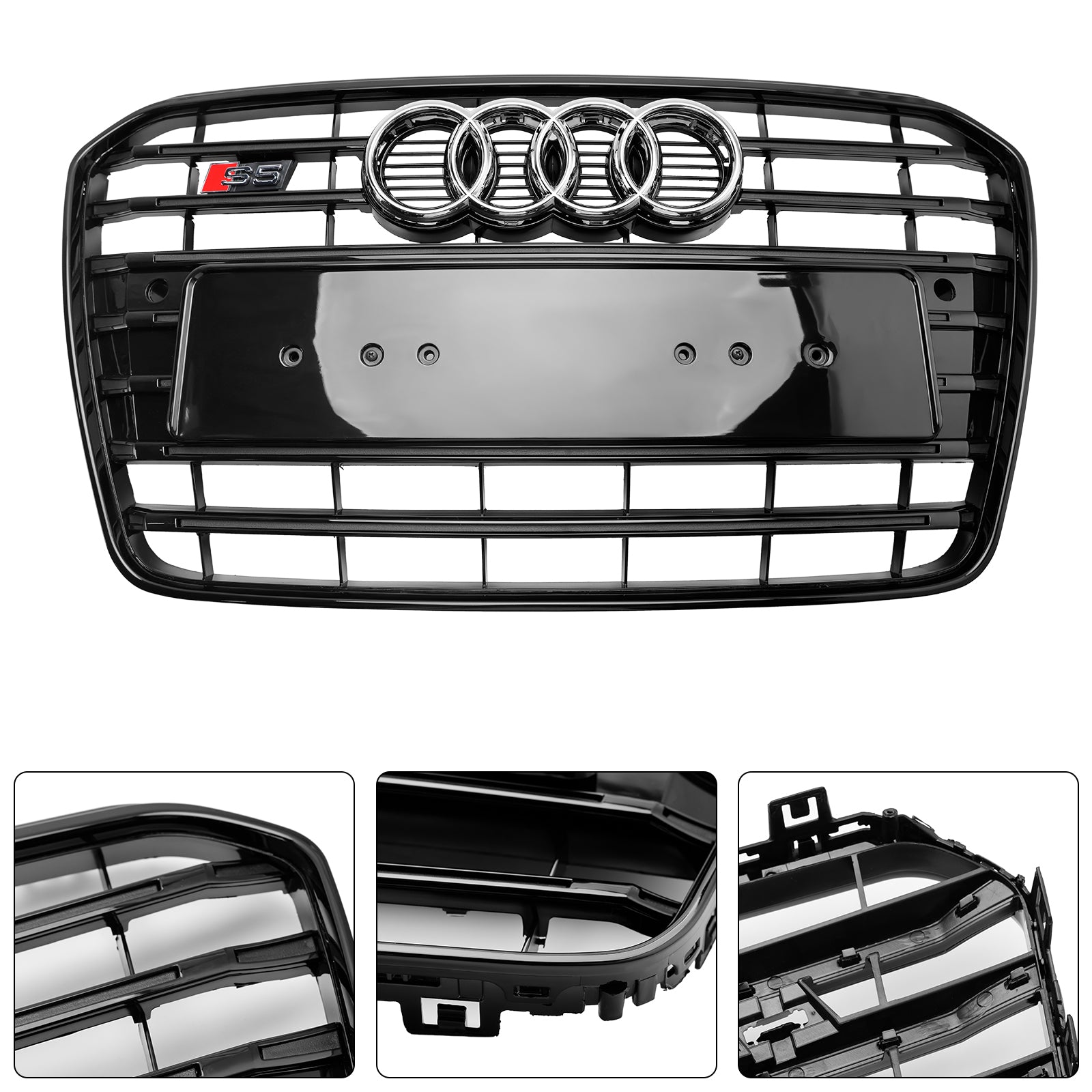 Rejilla de parachoques delantera estilo S5 para Audi A5/S5 B8.5 2013-2016, color negro