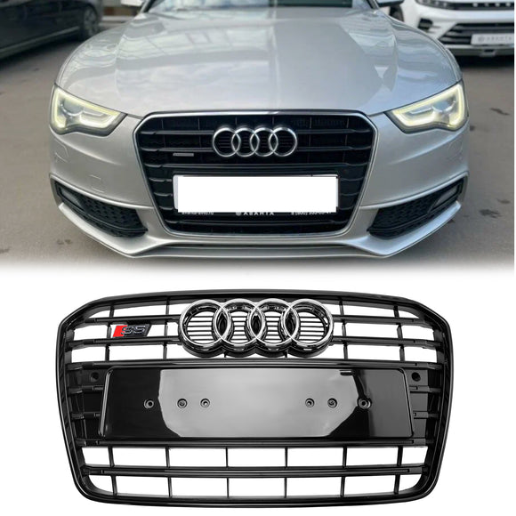 Audi A5/A5 Sline/S5 B8.5 2012-2016 Grade preta lustrosa do amortecedor dianteiro da grade do estilo RS5/S5