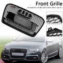 2012-2016 Audi A5/A5 Sline/S5 B8.5 RS Quattro Style Honeycomb Grille Front Bumper Sport Black Grill With Chrome Ring Emblem-4