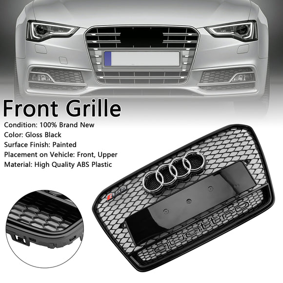 2012-2016 Audi A5 / A5 Sline / S5 B8.5 RS5 Style Honeycomb Front Bumper Grille With Silver Ring Emblem