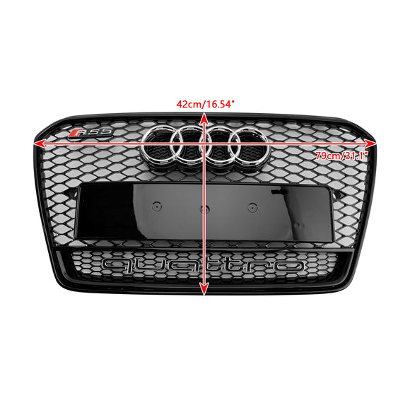2012-2016 Audi A5/A5 Sline/S5 B8.5 RS Quattro Style Honeycomb Grille Front Bumper Sport Black Grill With Chrome Ring Emblem
