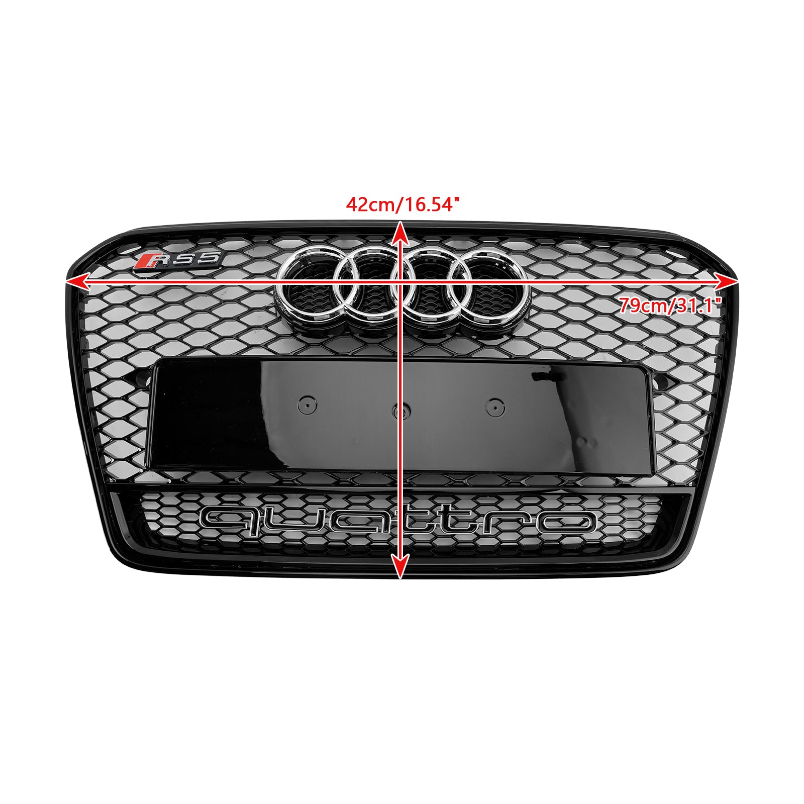 2012-2016 Audi A5/A5 S Line/S5 B8.5 RS5 Grilla paraurti anteriore a nido d'ape con emblema ad anello d'argento