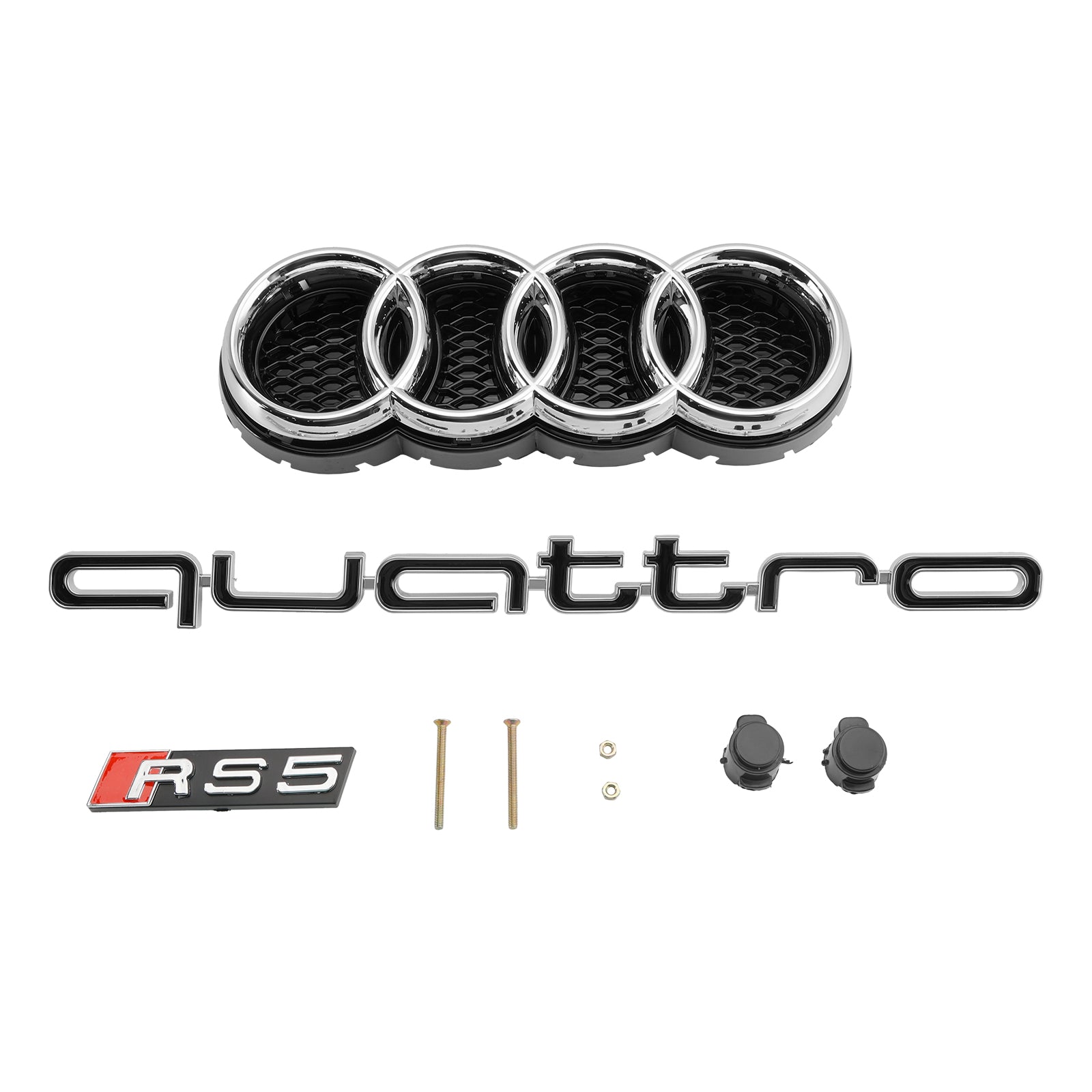 2012-2016 Audi A5/A5 S Line/S5 B8.5 RS5 Grilla paraurti anteriore a nido d'ape con emblema ad anello d'argento