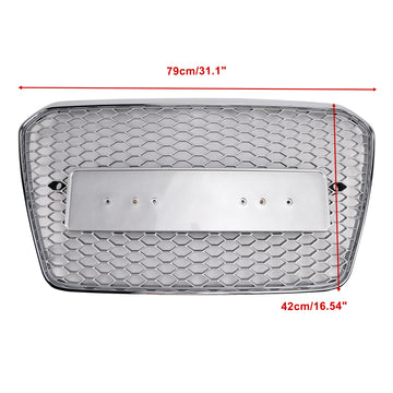 Audi A5/S5 B8.5 2013-2016 RS5 Style Grille chromée Grille de pare-chocs avant en nid d'abeille avec emblème argenté - 0