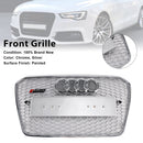 Audi A5/S5 B8.5 2013-2016 RS5-stijl Chromen grille Honingraat voorbumpergrille met zilver embleem-3