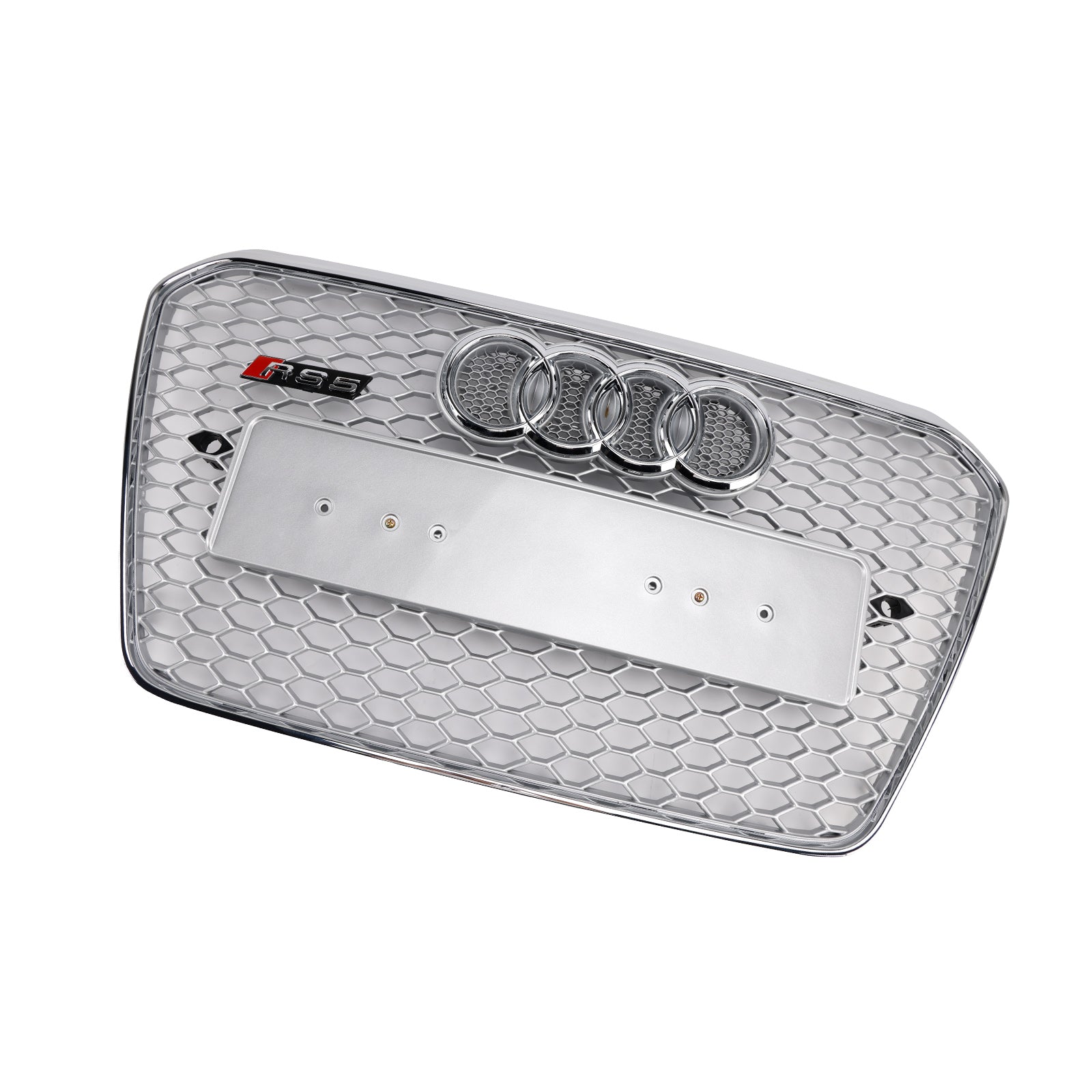 Audi A5/S5 B8.5 2013–2016, RS5-Stil, Chrom-Kühlergrill, Waben-Frontstoßstangengrill mit silbernem Emblem