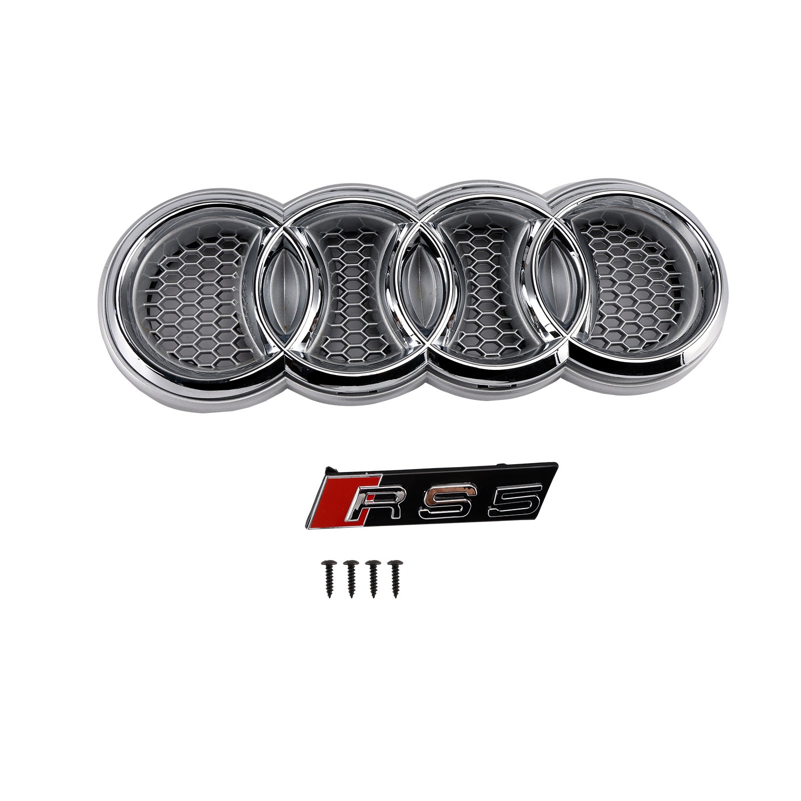 Audi A5/S5 B8.5 2013–2016, RS5-Stil, Chrom-Kühlergrill, Waben-Frontstoßstangengrill mit silbernem Emblem