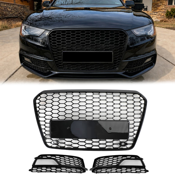 2012-2016 Audi A5/S5 B8.5 RS5 estilo rejilla de parachoques delantero de malla de panal parrilla negra