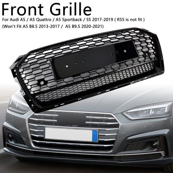 2017-2019 Audi A5/A5 Sline/S5 RS5 Honingraatgrill Voorbumper Sport Mesh Hex Zwart Grille