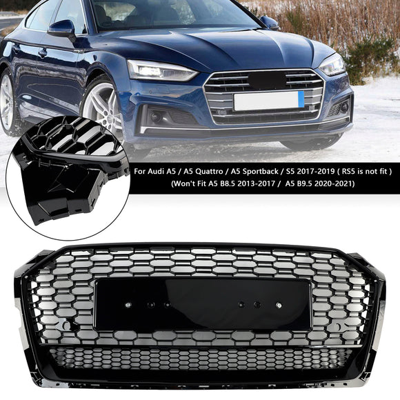 2017-2019 Audi A5/A5 Sline/S5 RS5 Honingraatgrill Voorbumper Sport Mesh Hex Zwart Grille