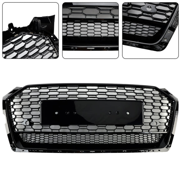 Audi A5 / A5 Sline / S5 B9 RS5 Style Honeycomb Sport Mesh Hex Grille 2017-2019 Front Bumper Black Grill